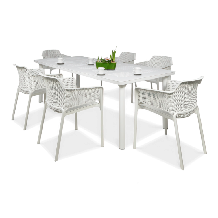 NET/LIBECCIO 6+1 Havemøbelsæt Bianco
