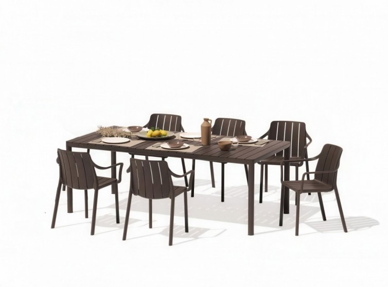TIBERINA/TEVERE 6+1 Havemøbelsæt med udtræksbord 147-211 cm, Terra