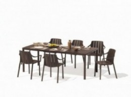 TIBERINA/TEVERE 6+1 Havemøbelsæt med udtræksbord 147-211 cm, Terra