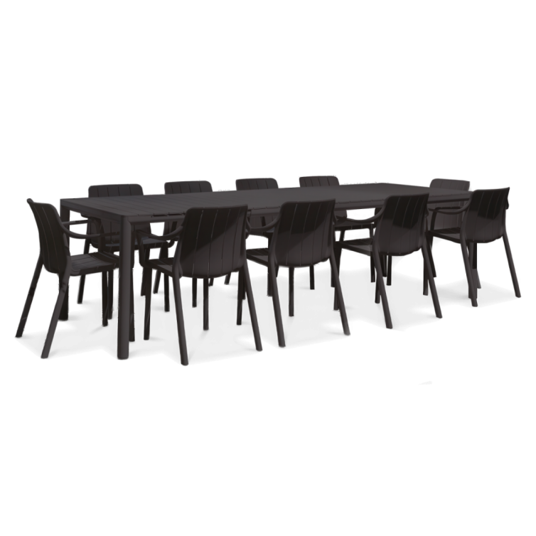TIBERINA/TEVERE 10+1 Havemøbelsæt med udtræksbord 210-275 cm, Antracite