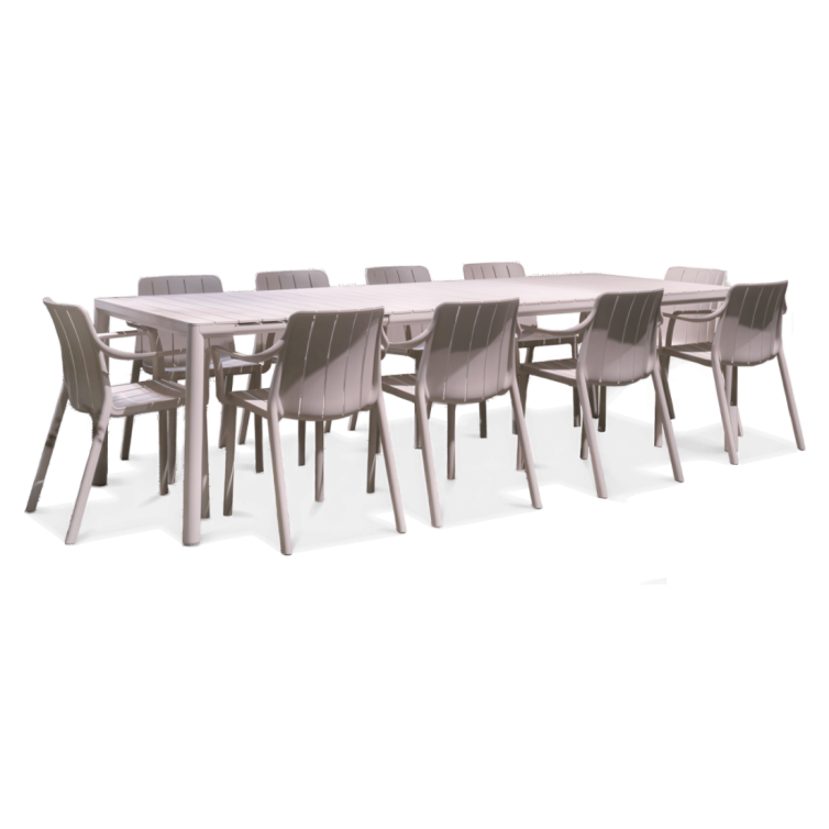 TIBERINA/TEVERE 10+1 Terrassesæt med Udtræksbord 210-275 cm, Corda