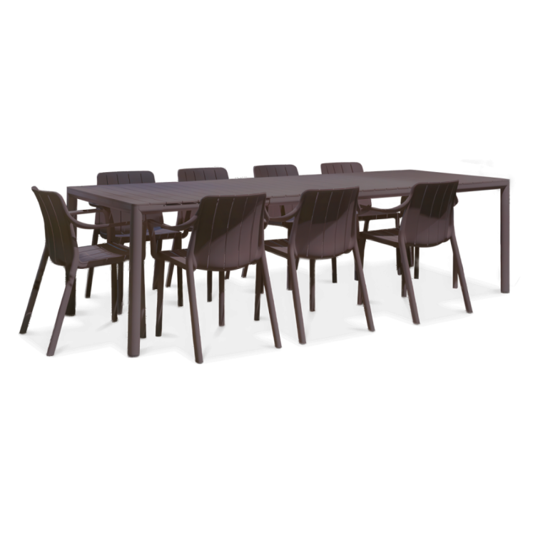 TIBERINA/TEVERE 8+1 Havemøbelsæt med Udtræksbord 210-275 cm, Terra