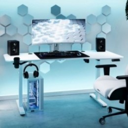 Diablo X-Tensio Elektrisk højdejusterbart gamerbord, 160 cm, hvid