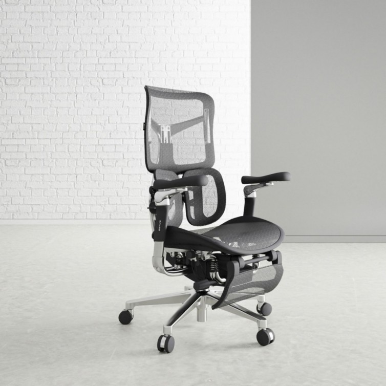 Diablo V-Kinetic Ergonomisk kontorstol med fodstøtte, sort