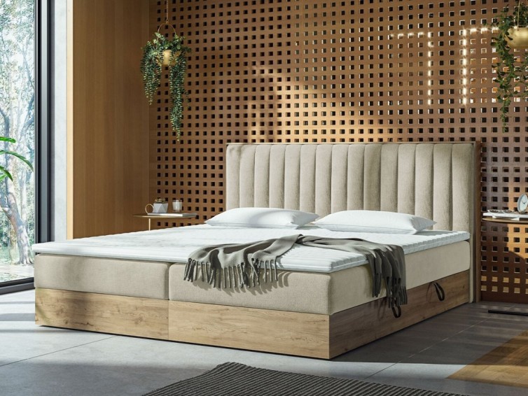 HARMONY Kontinentalseng 180x200 cm, gold craft oak / Soro 21 - Ikast Udsalg
