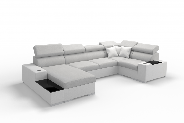 Beige PERSEO GRANDE U-Sofa, venstrevendt, premium skum, Magni 02 - Ikast Udsalg