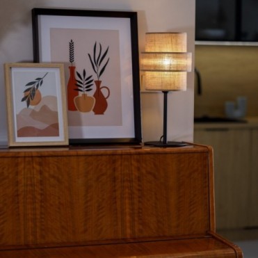 CALISTO bordlampe &ndash; jutefarvet