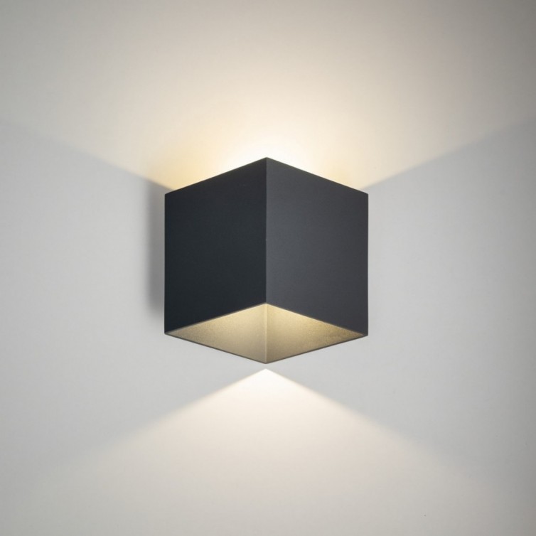 CUBE udendørs LED-væglampe – grå