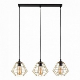 DIAMOND NEW pendellampe med 3 lyskilder &ndash; sort/guldfarvet