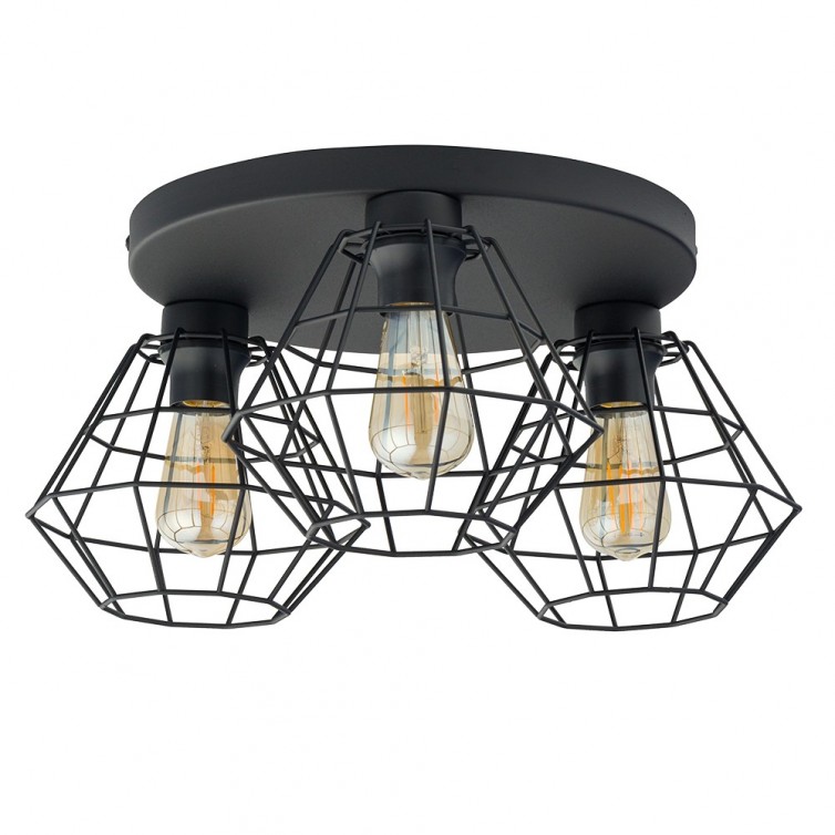 DIAMOND NEW loftlampe med 3 lyskilder – sort