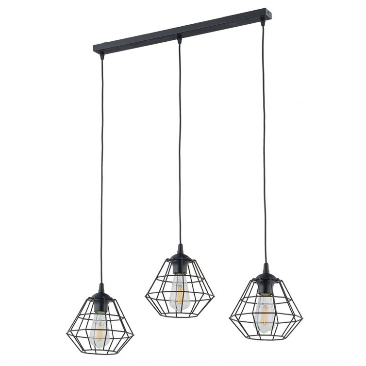 DIAMOND NEW pendellampe med 3 lyskilder – lang model – sort