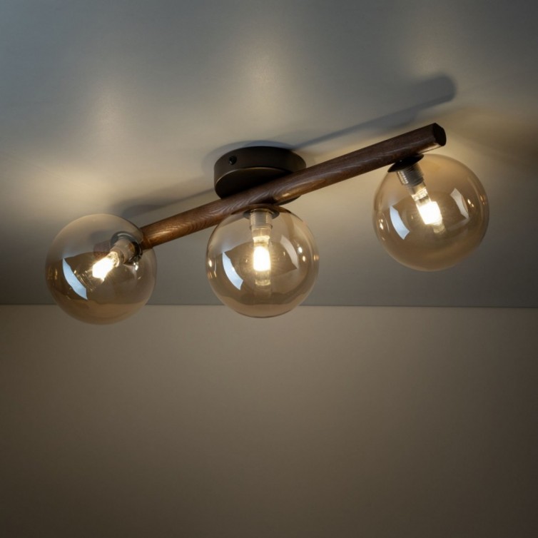 ESTERA WOOD loftlampe med 3 lyskilder – ravfarvet/valnøddefarvet