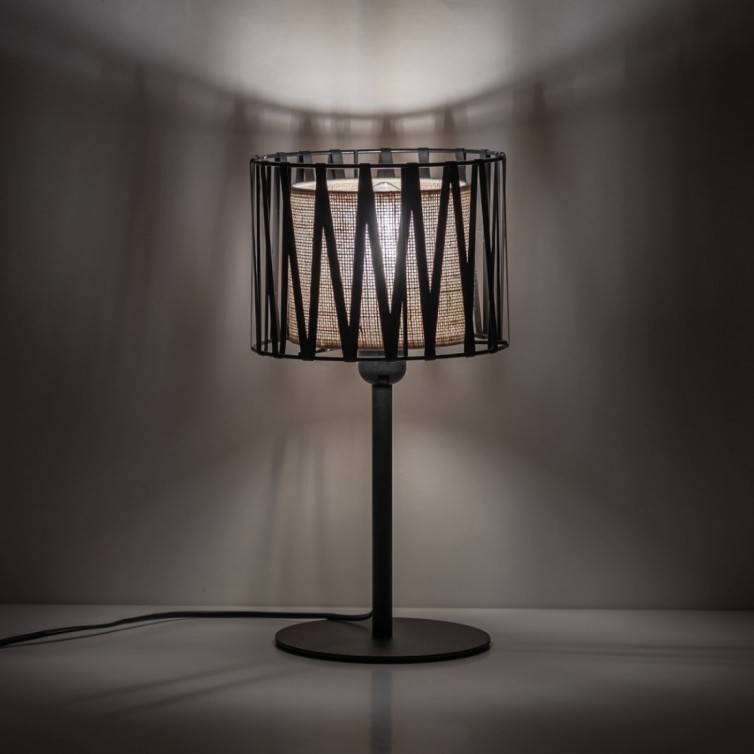 HARMONY bordlampe &ndash; sort/jutefarvet