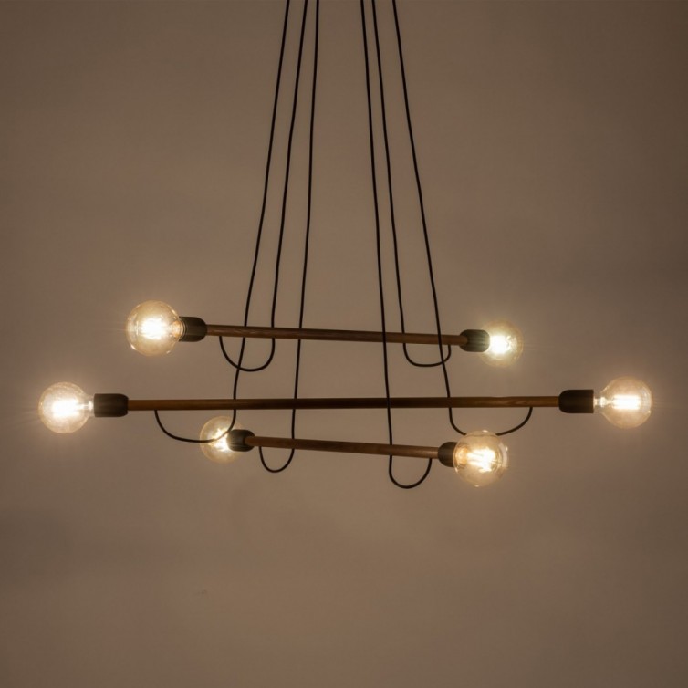 HELIX WOOD pendellampe med 6 lyskilder