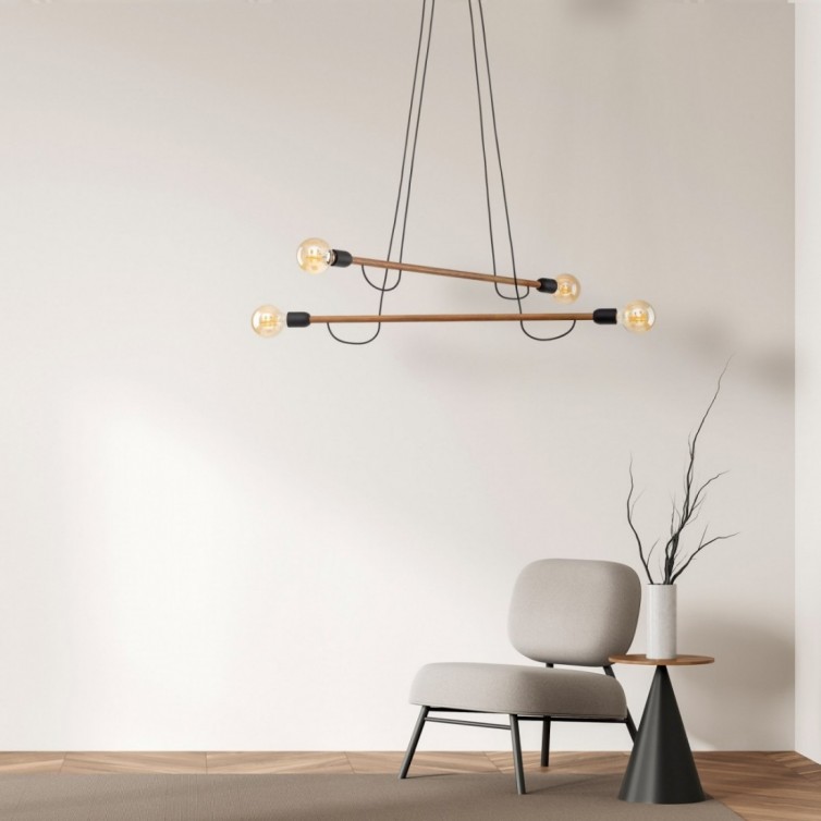 HELIX WOOD pendellampe med 4 lyskilder