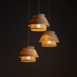 KALUM WOOD pendellampe med 3 lyskilder – rund model