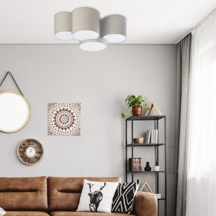 MONA loftlampe med 4 lyskilder – hvid/hørfarvet