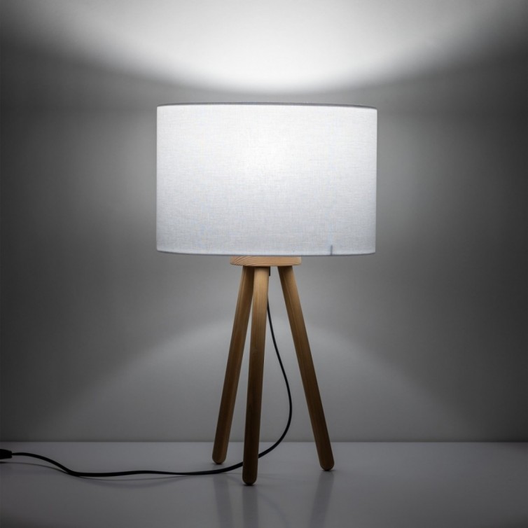 TOKYO bordlampe &ndash; hvid/fyrretr&aelig;sfarvet