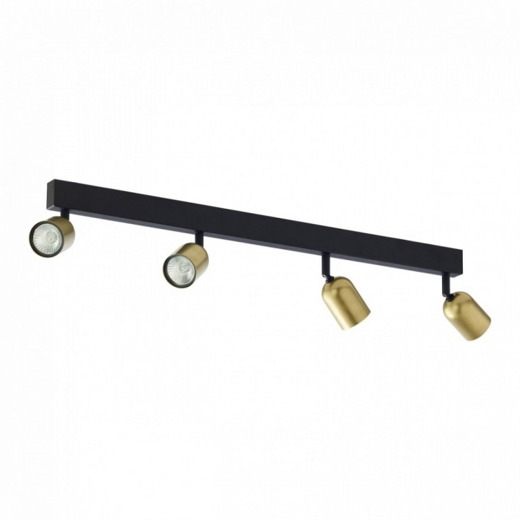 TOP spotlampe til loftet med 4 lyskilder – sort/guldfarvet