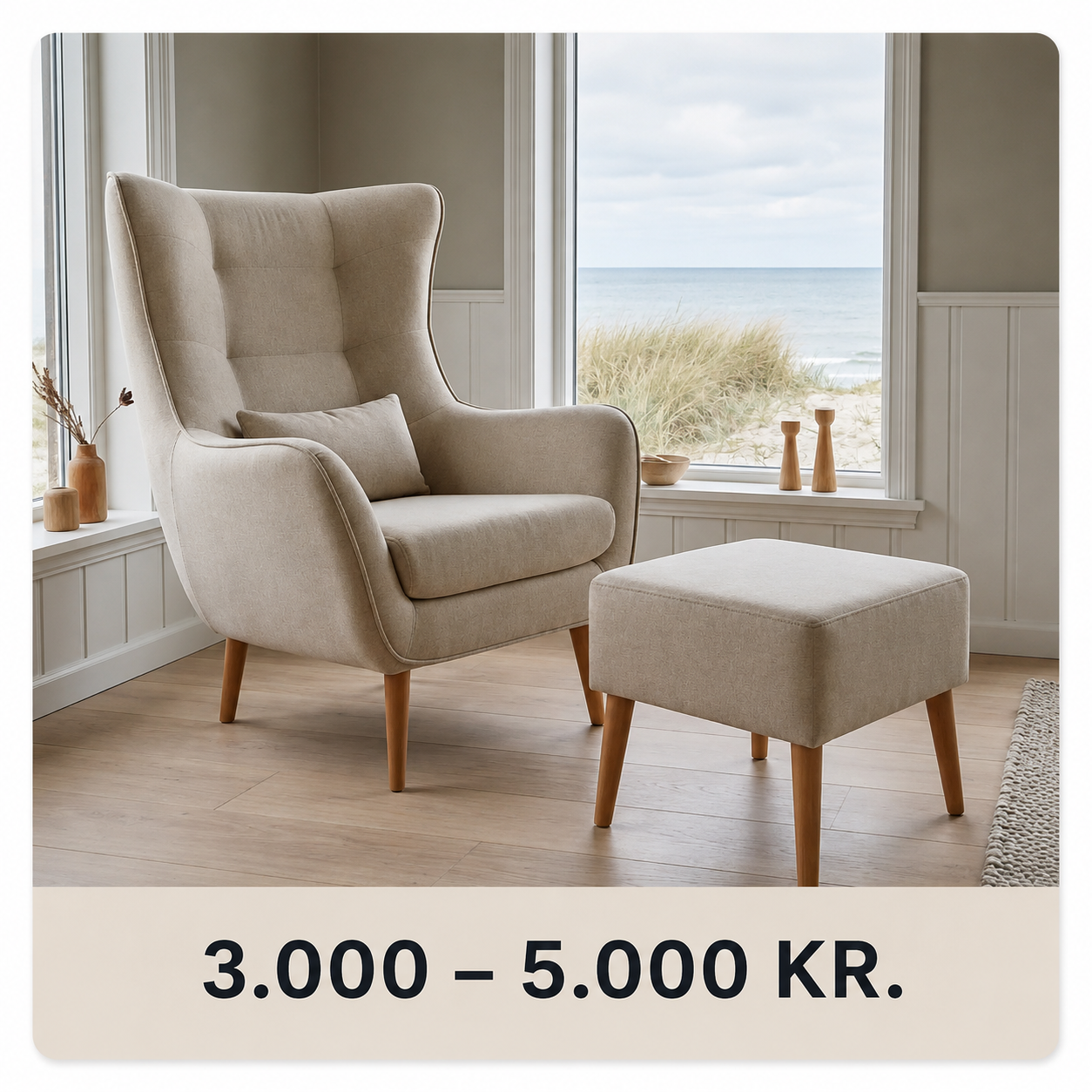 M&oslash;bler til f&oslash;rste hjem. Prisklasse: 3.000 &ndash; 5.000 kr.